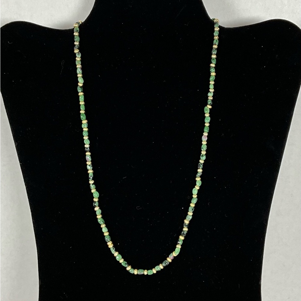 Banana Republic Necklace Green Beaded with Gold--Tone Accents